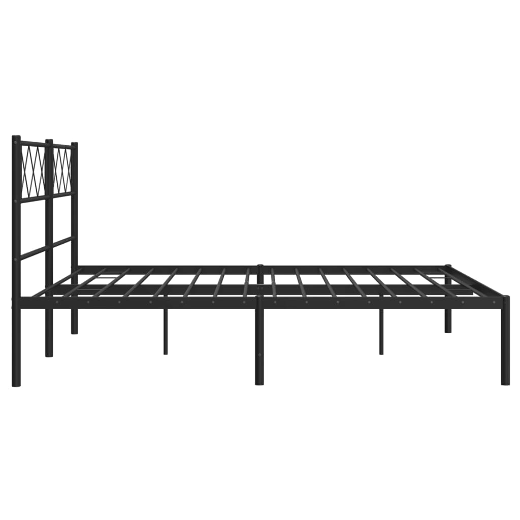 vidaXL Metal Bed Frame without Mattress with Headboard Black 120x190cm 6