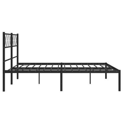 vidaXL Metal Bed Frame without Mattress with Headboard Black 120x190cm 6