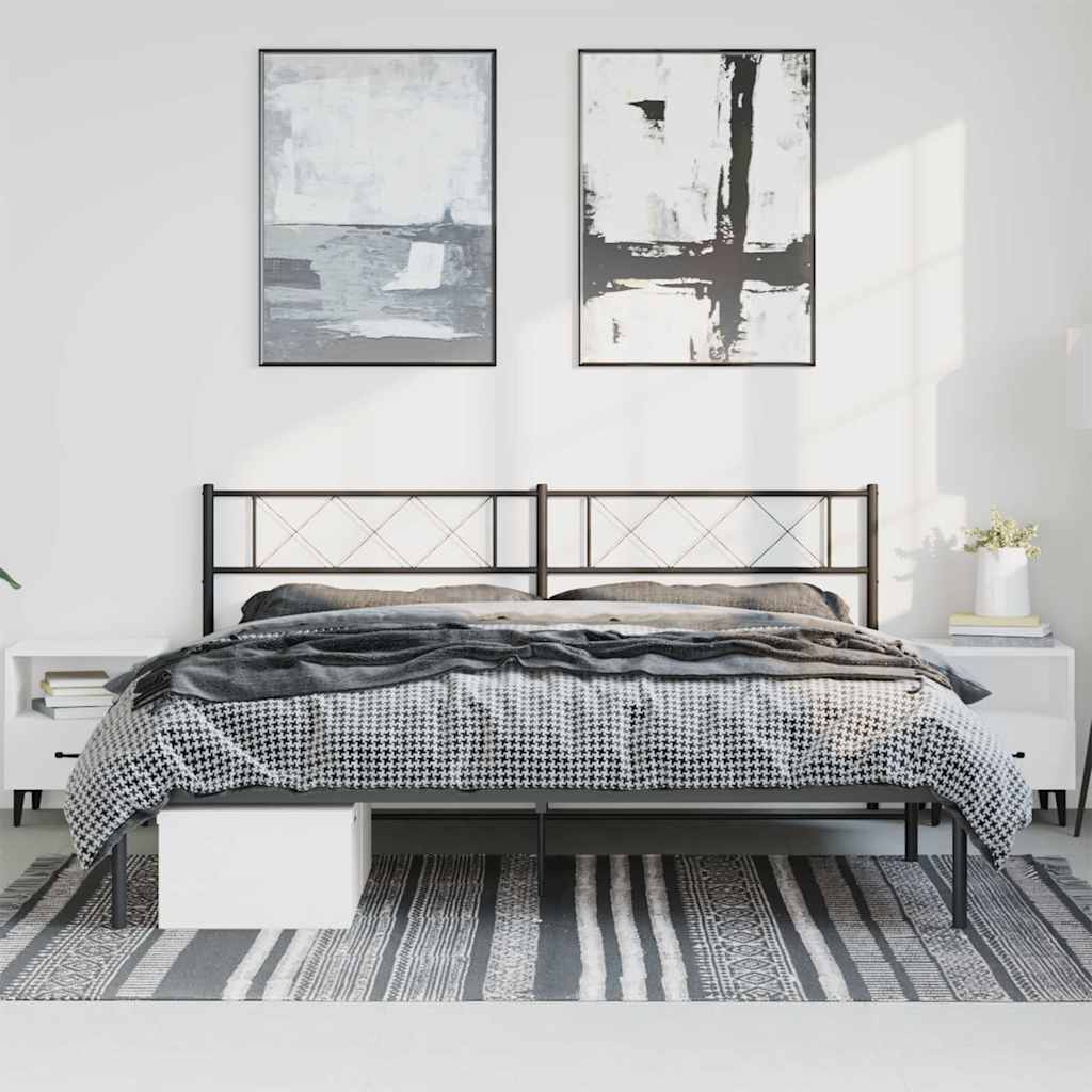 vidaXL Metal Bed Frame without Mattress with Headboard Black 183x213cm 3