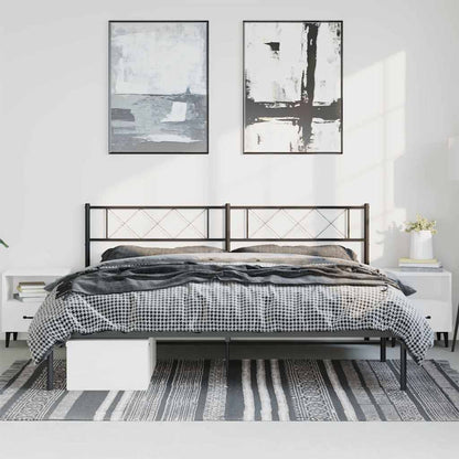 vidaXL Metal Bed Frame without Mattress with Headboard Black 183x213cm 3