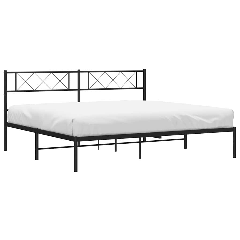 vidaXL Metal Bed Frame without Mattress with Headboard Black 193x203cm 4
