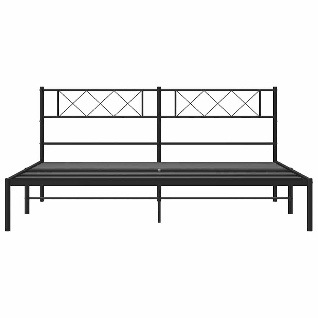 vidaXL Metal Bed Frame without Mattress with Headboard Black 193x203cm 5
