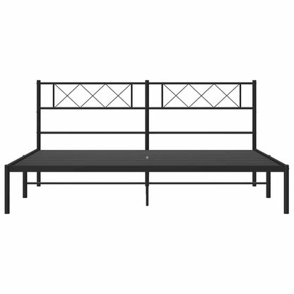 vidaXL Metal Bed Frame without Mattress with Headboard Black 193x203cm 5