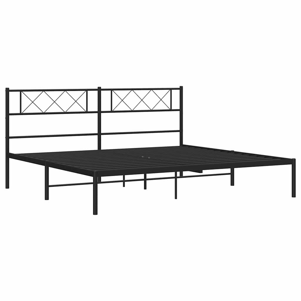 vidaXL Metal Bed Frame without Mattress with Headboard Black 193x203cm 6
