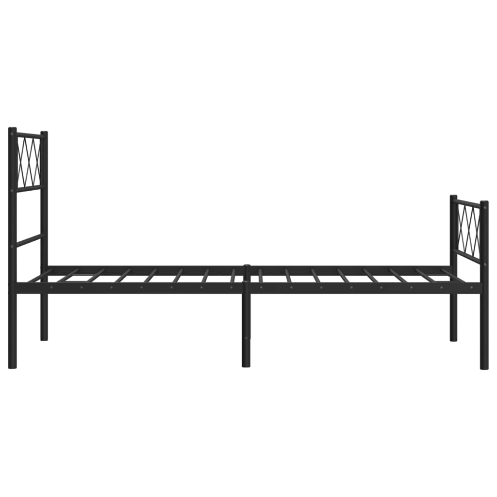 vidaXL Metal Bed Frame without Mattress with Footboard Black 75x190cm 6