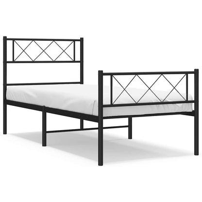 Metal Bed Frame without Mattress with Footboard With headboard & footboard Black 100 cm 190 cm