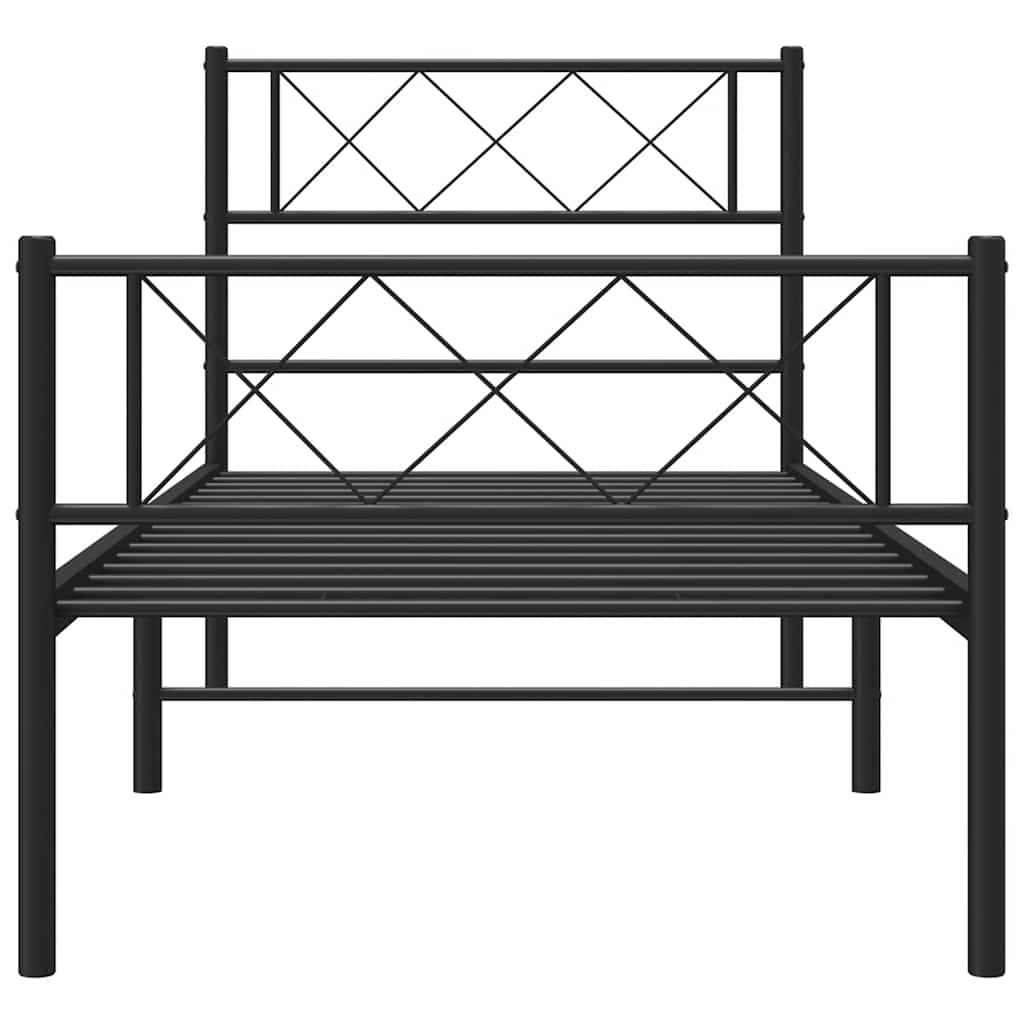 vidaXL Metal Bed Frame without Mattress with Footboard Black 100x190cm 5