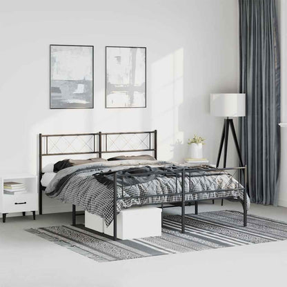 vidaXL Metal Bed Frame without Mattress with Footboard With headboard & footboard Black