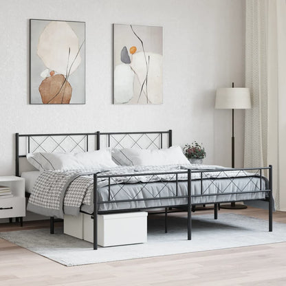 vidaXL Metal Bed Frame without Mattress with Footboard With headboard & footboard Black