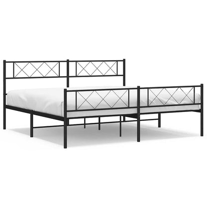 Metal Bed Frame without Mattress with Footboard With headboard & footboard Black 183 cm 213 cm