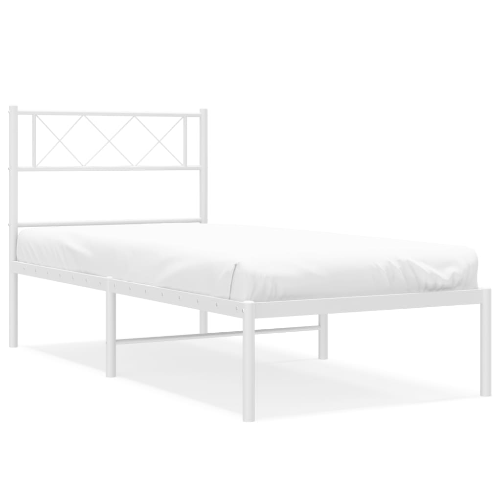 vidaXL Metal Bed Frame without Mattress with Headboard White 90x190cm 2