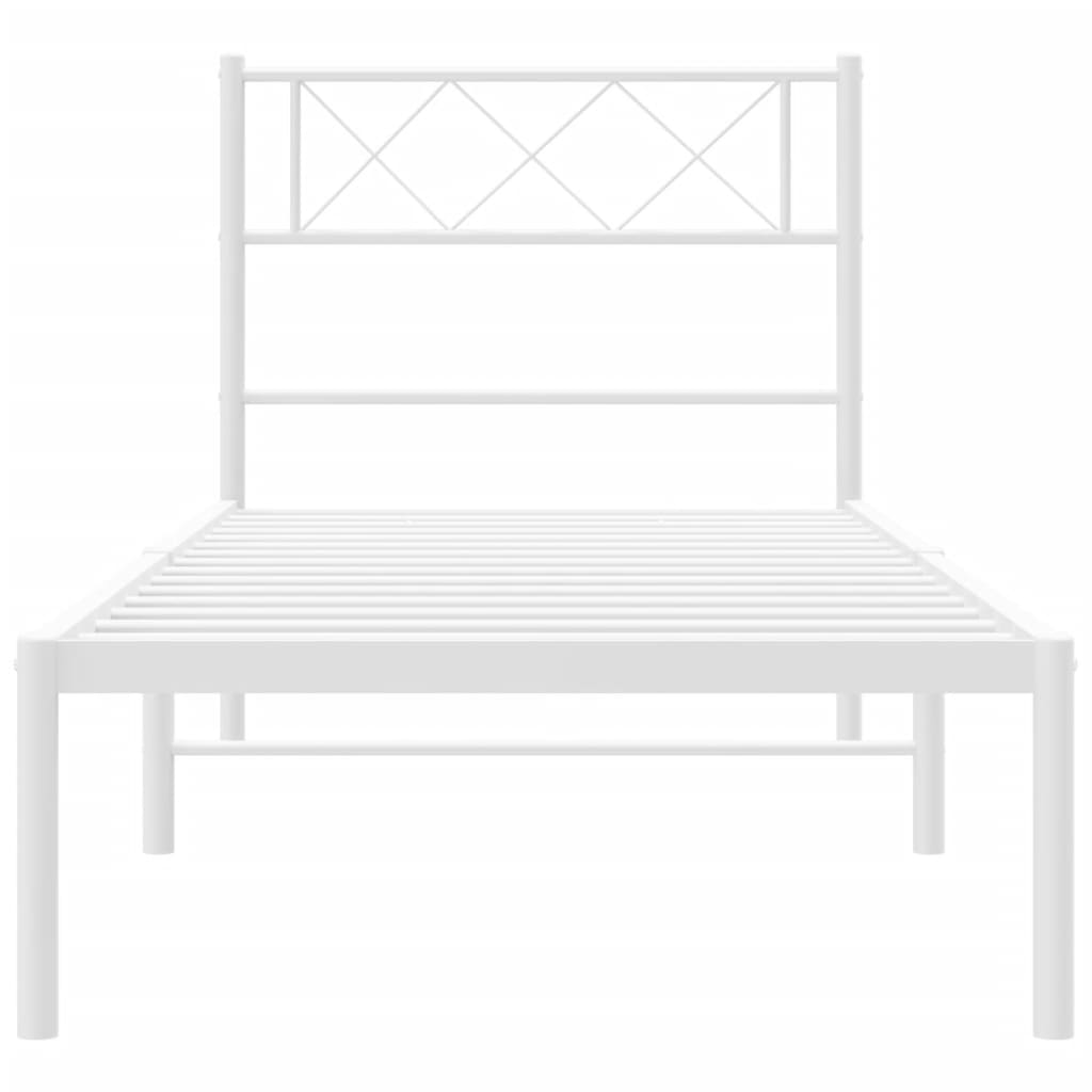vidaXL Metal Bed Frame without Mattress with Headboard White 90x190cm 5