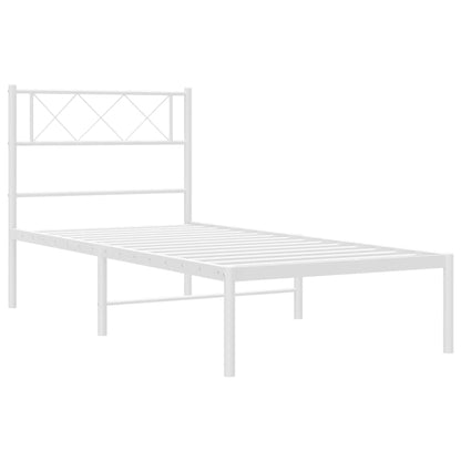 vidaXL Metal Bed Frame without Mattress with Headboard White 90x200cm 4