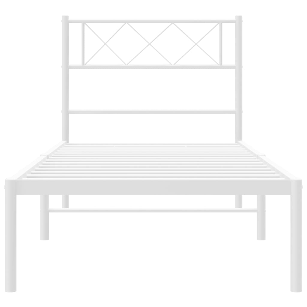 vidaXL Metal Bed Frame without Mattress with Headboard White 90x200cm 5