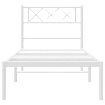 vidaXL Metal Bed Frame without Mattress with Headboard White 90x200cm 5