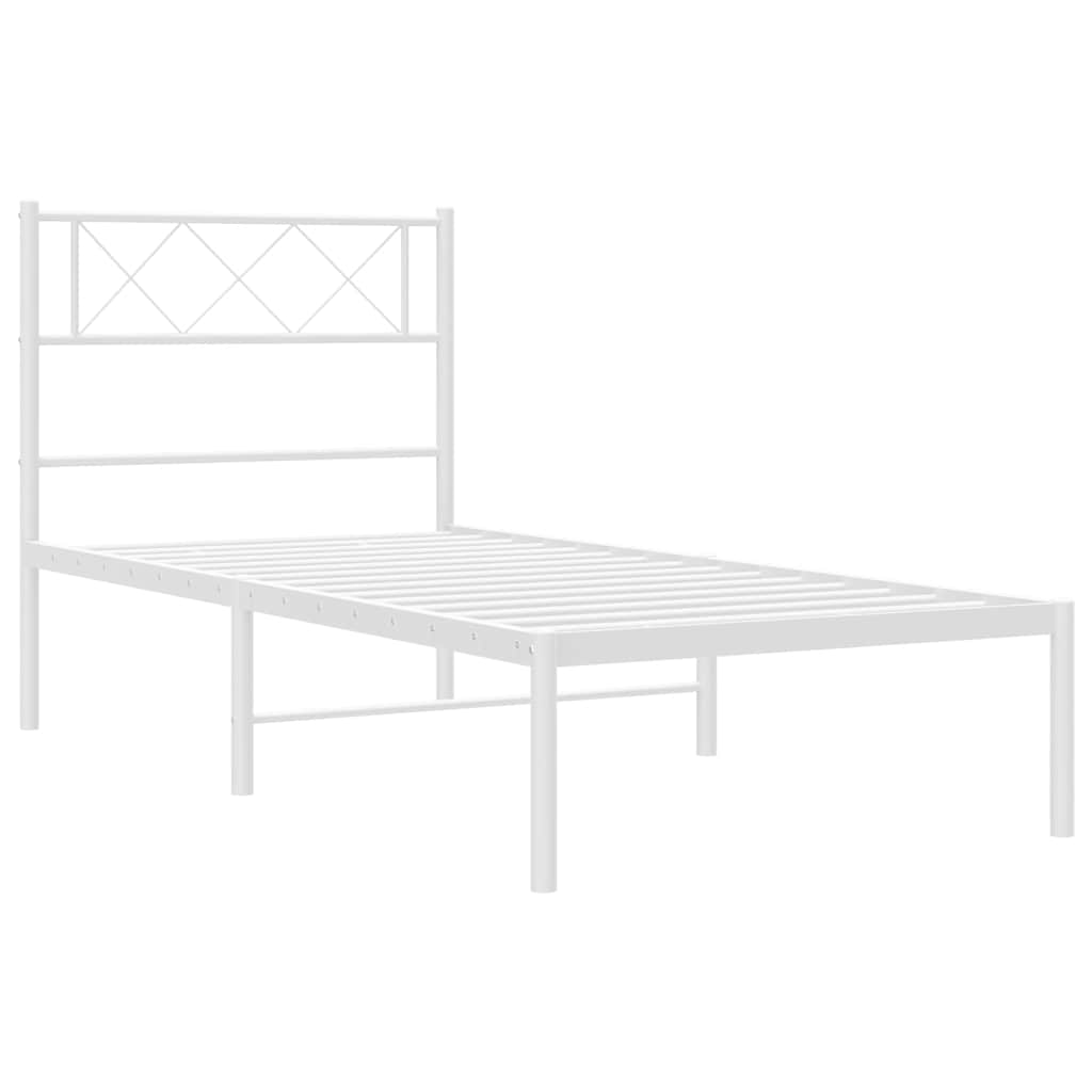vidaXL Metal Bed Frame without Mattress with Headboard White 100x190cm 5