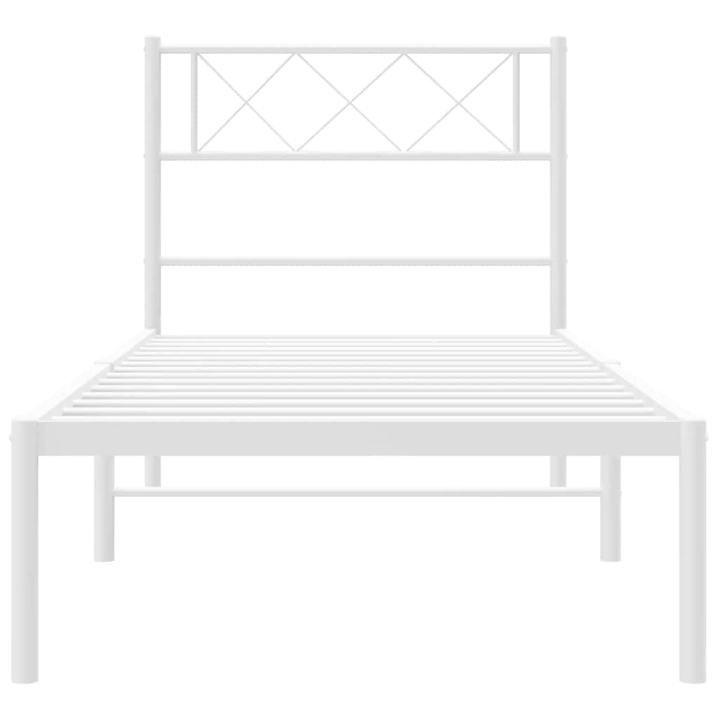 vidaXL Metal Bed Frame without Mattress with Headboard White 100x190cm 6
