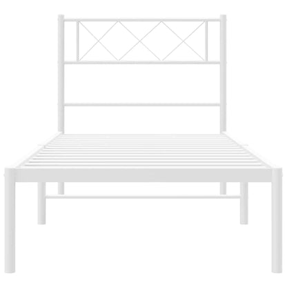 vidaXL Metal Bed Frame without Mattress with Headboard White 100x190cm 6