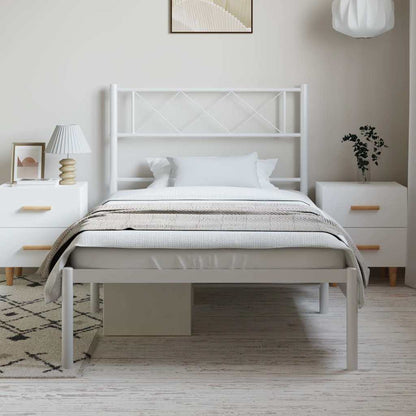 vidaXL Metal Bed Frame without Mattress with Headboard White 100x200cm 3