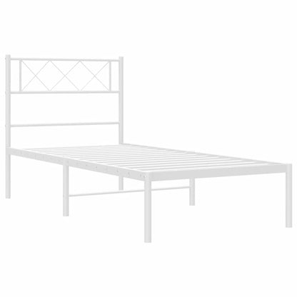 vidaXL Metal Bed Frame without Mattress with Headboard White 100x200cm 5