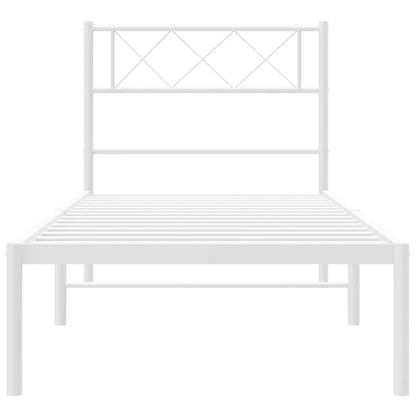 vidaXL Metal Bed Frame without Mattress with Headboard White 100x200cm 6