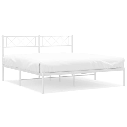 vidaXL Metal Bed Frame without Mattress with Headboard White 135x190cm 2