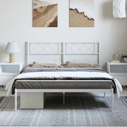 vidaXL Metal Bed Frame without Mattress with Headboard White 135x190cm 3