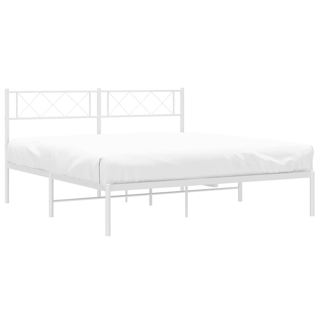vidaXL Metal Bed Frame without Mattress with Headboard White 135x190cm 4