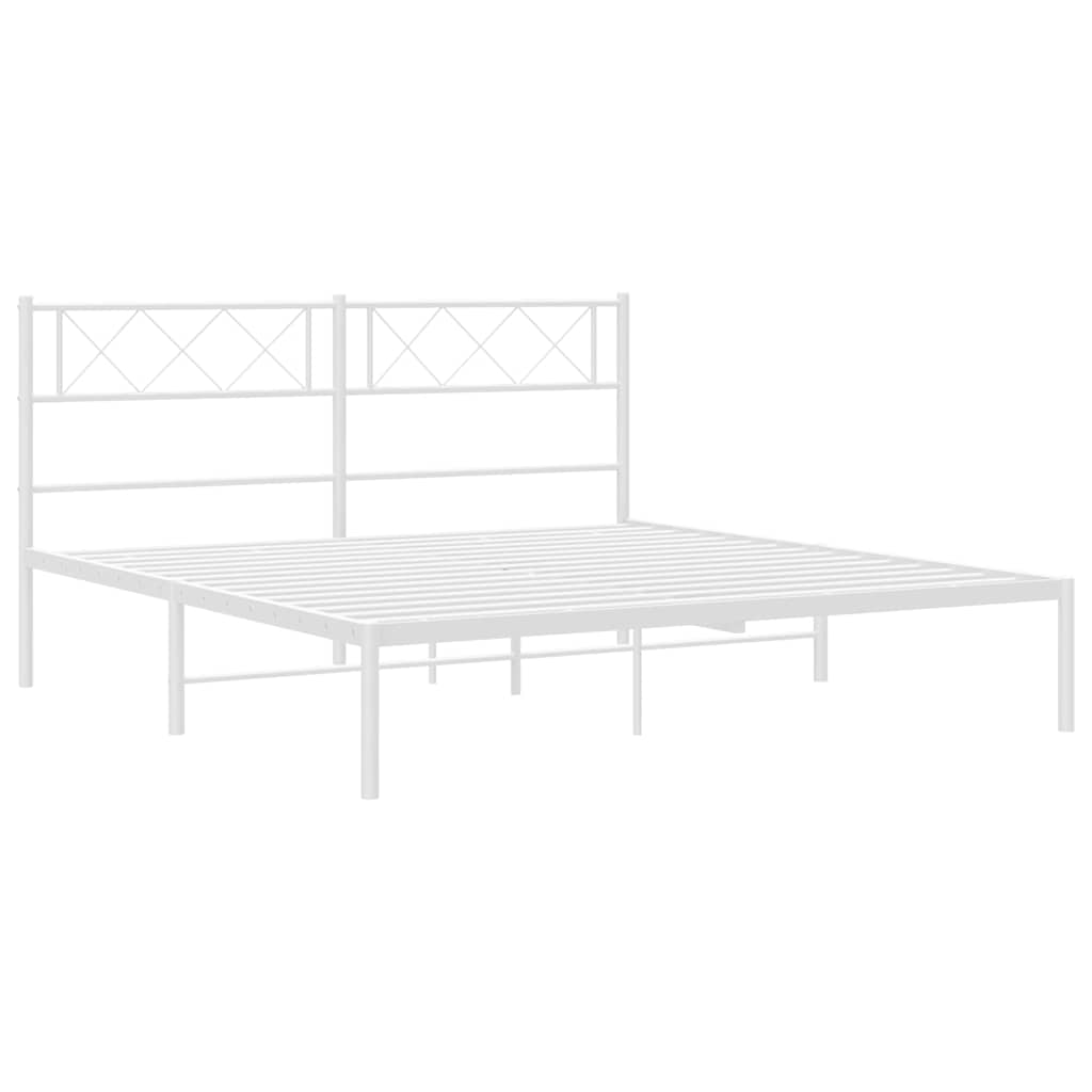 vidaXL Metal Bed Frame without Mattress with Headboard White 135x190cm 5