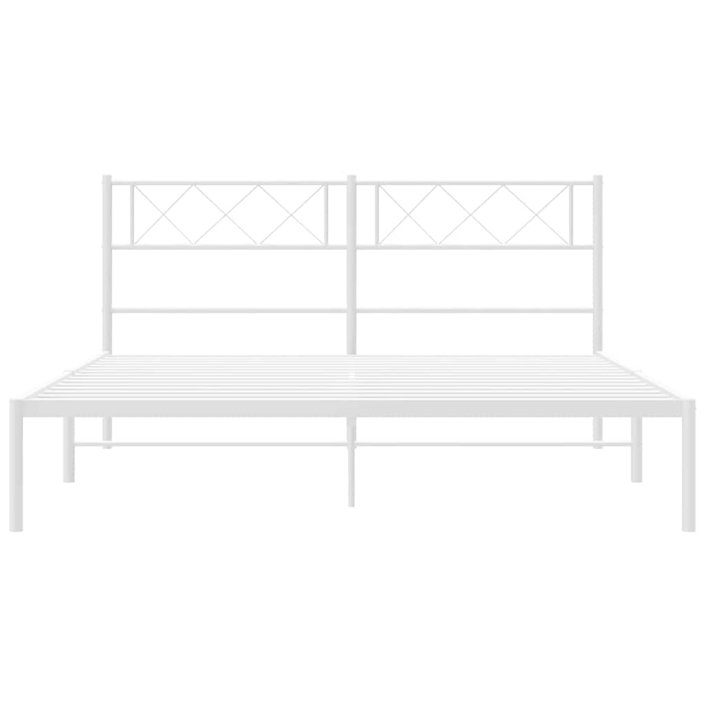 vidaXL Metal Bed Frame without Mattress with Headboard White 135x190cm 6
