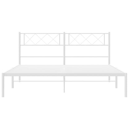 vidaXL Metal Bed Frame without Mattress with Headboard White 135x190cm 6