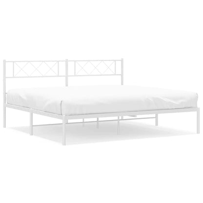 vidaXL Metal Bed Frame without Mattress with Headboard White 183x213cm 2