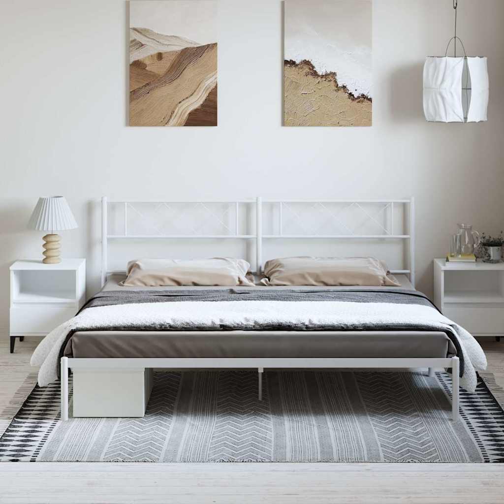 vidaXL Metal Bed Frame without Mattress with Headboard White 183x213cm 3