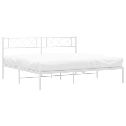 vidaXL Metal Bed Frame without Mattress with Headboard White 183x213cm 4