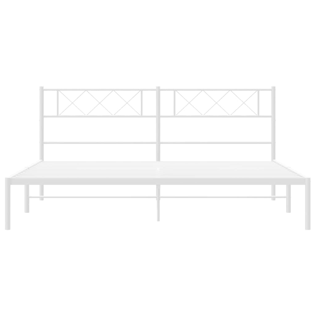 vidaXL Metal Bed Frame without Mattress with Headboard White 183x213cm 6