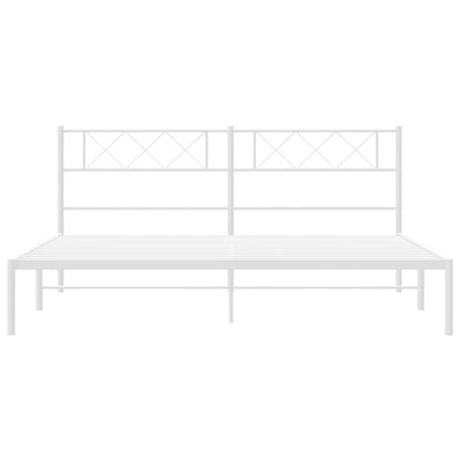 vidaXL Metal Bed Frame without Mattress with Headboard White 183x213cm 6
