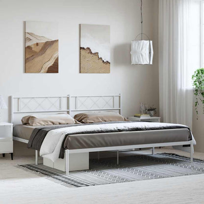 vidaXL Metal Bed Frame without Mattress with Headboard White 183x213cm 1