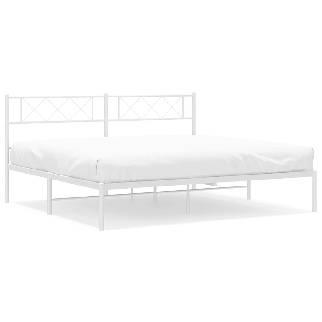 vidaXL Metal Bed Frame without Mattress with Headboard White 193x203cm 2