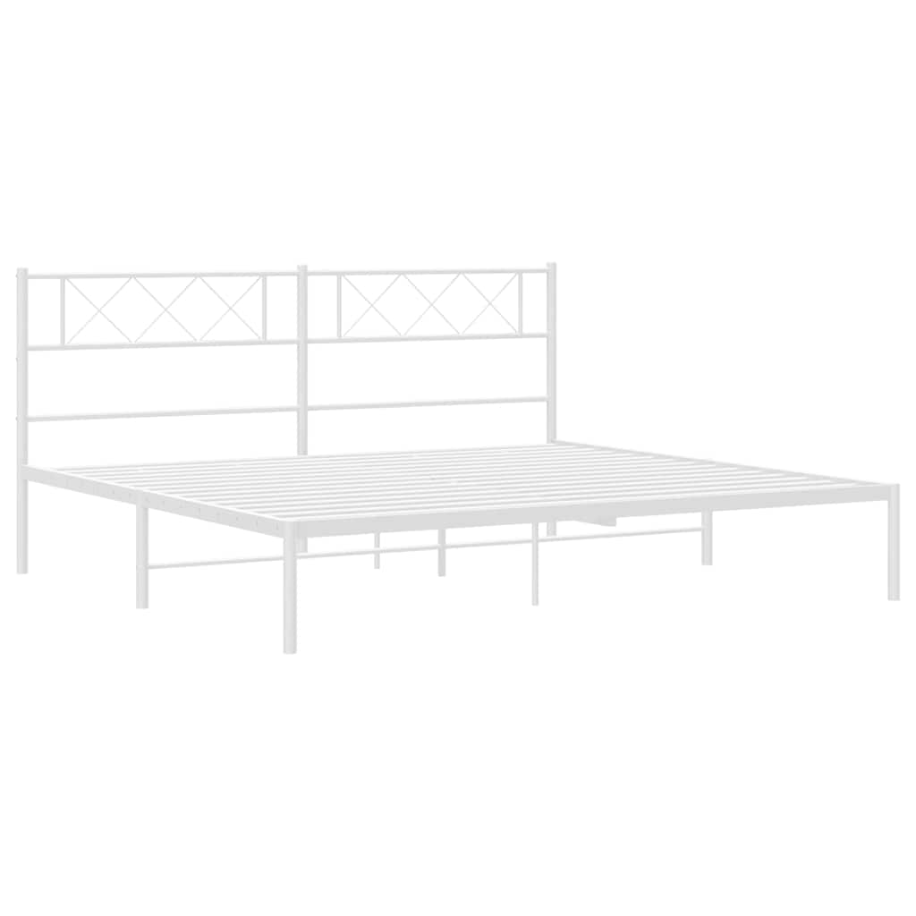 vidaXL Metal Bed Frame without Mattress with Headboard White 193x203cm 5