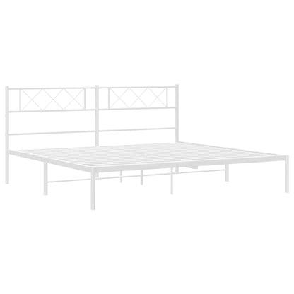 vidaXL Metal Bed Frame without Mattress with Headboard White 193x203cm 5