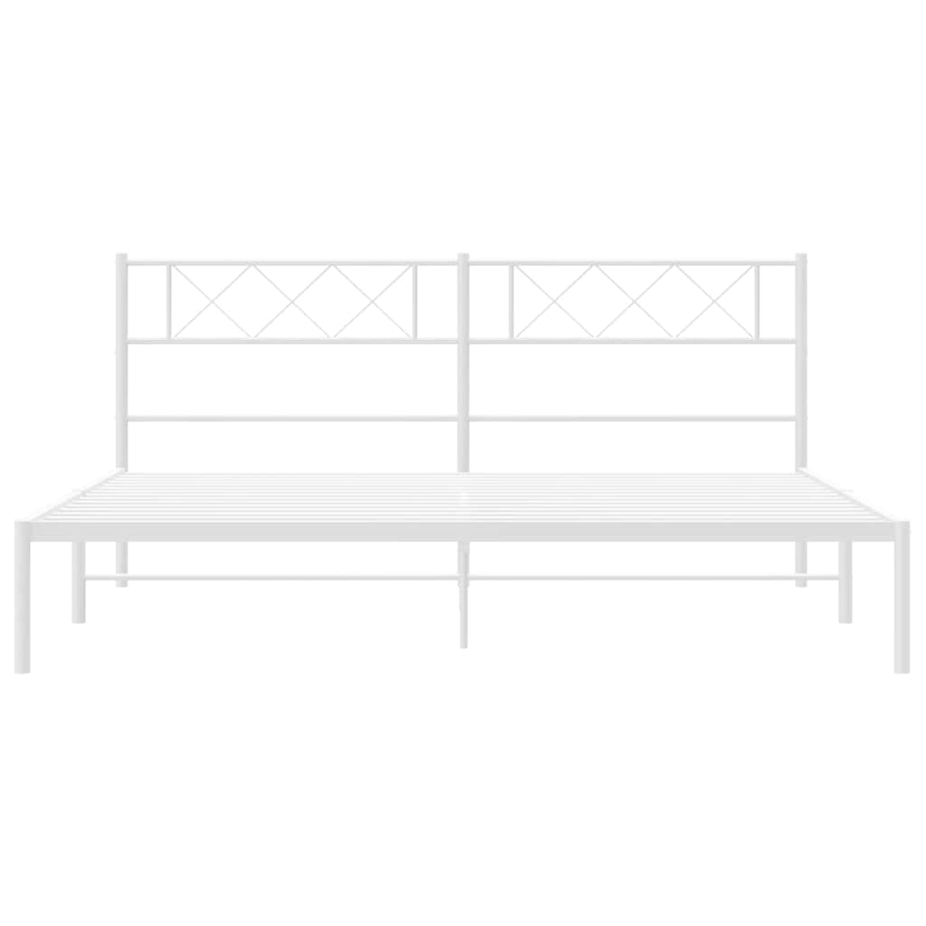 vidaXL Metal Bed Frame without Mattress with Headboard White 193x203cm 6