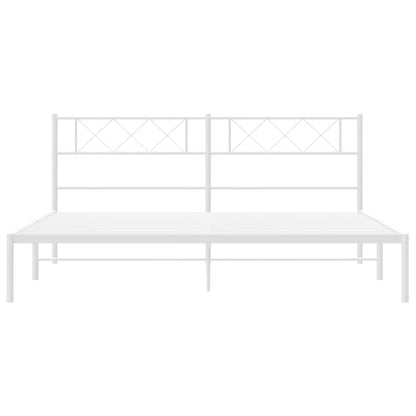vidaXL Metal Bed Frame without Mattress with Headboard White 193x203cm 6