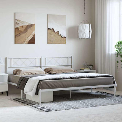 vidaXL Metal Bed Frame without Mattress with Headboard White 193x203cm 1