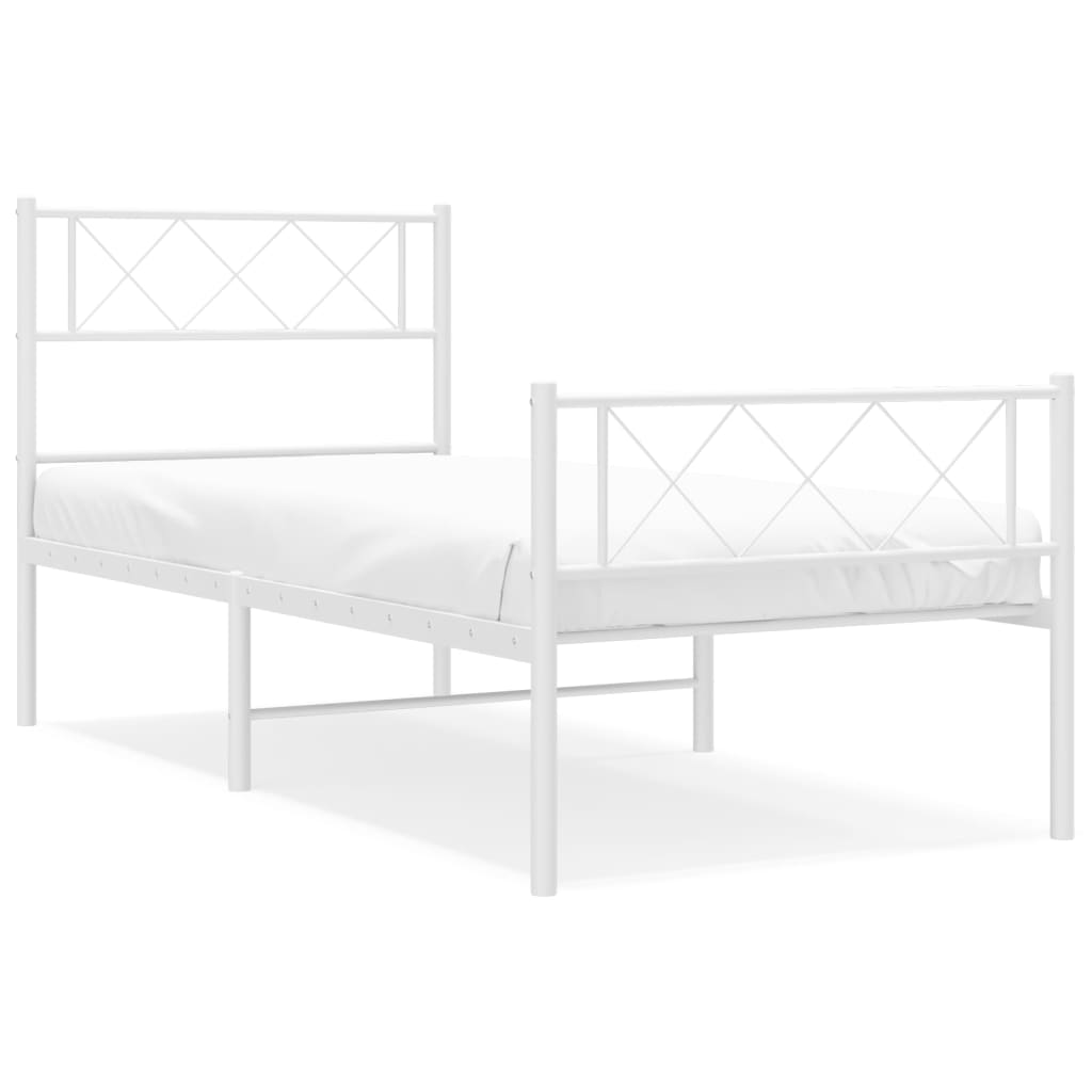 vidaXL Metal Bed Frame without Mattress with Footboard White 80x200cm 2