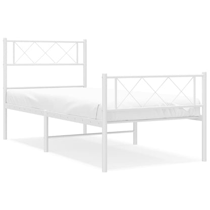 vidaXL Metal Bed Frame without Mattress with Footboard White 80x200cm 2