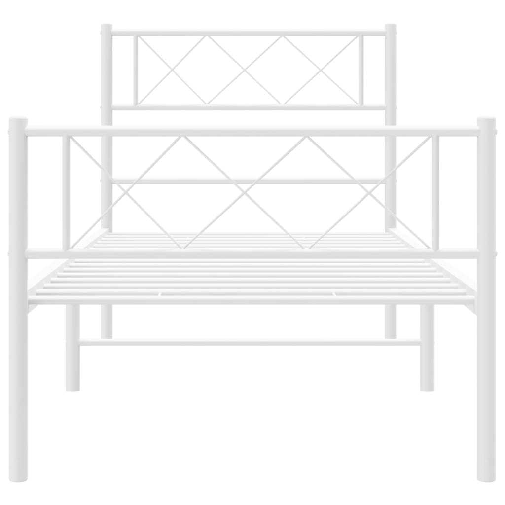 vidaXL Metal Bed Frame without Mattress with Footboard White 80x200cm 4