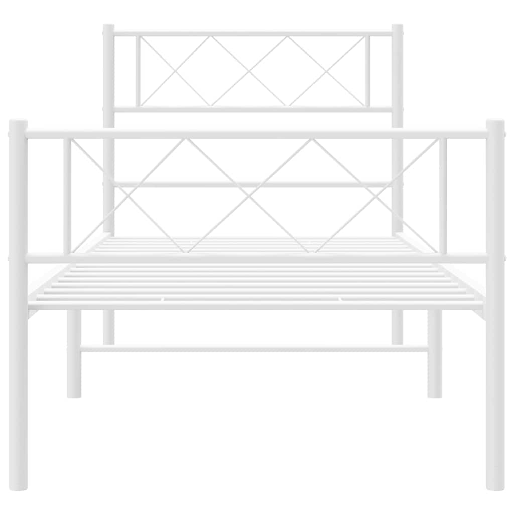 vidaXL Metal Bed Frame without Mattress with Footboard White 100x190cm 5