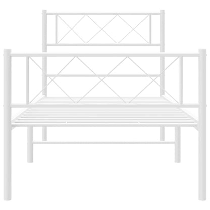 vidaXL Metal Bed Frame without Mattress with Footboard White 100x190cm 5