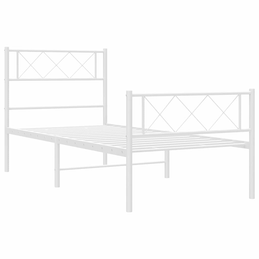 vidaXL Metal Bed Frame without Mattress with Footboard White 100x190cm 6