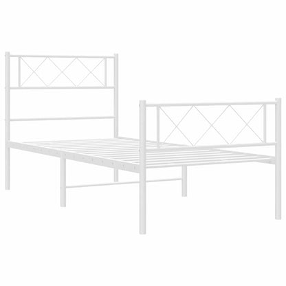 vidaXL Metal Bed Frame without Mattress with Footboard White 100x190cm 6